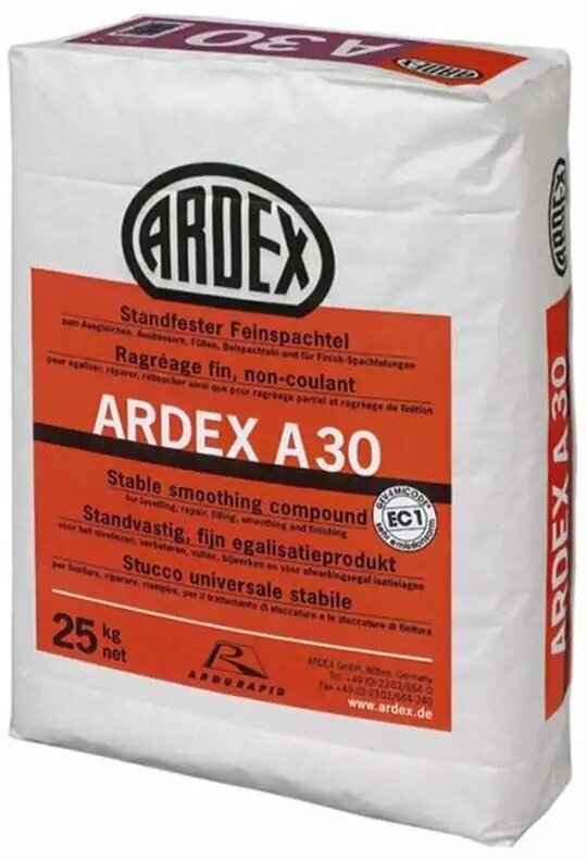 Ardex A30, Golv & väggspackelmassa 12,5 kg.