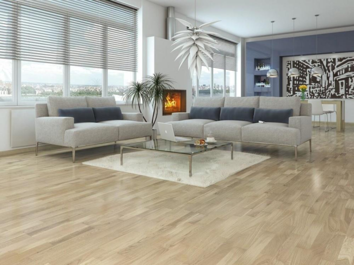 Trägolv - Ek 3-stavs lamellparkett, Vit mattlack