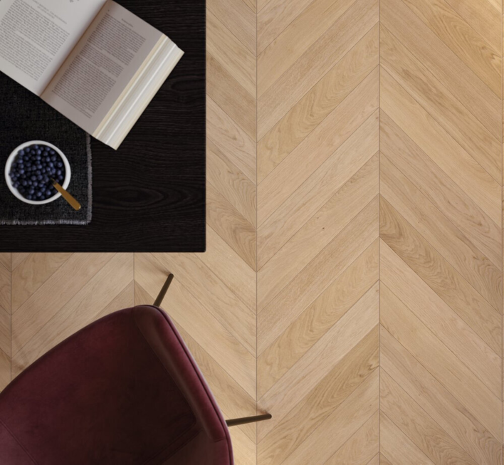 Parador Sillben Trendtime 10 - Chevron 45°, Ek vit matt lack