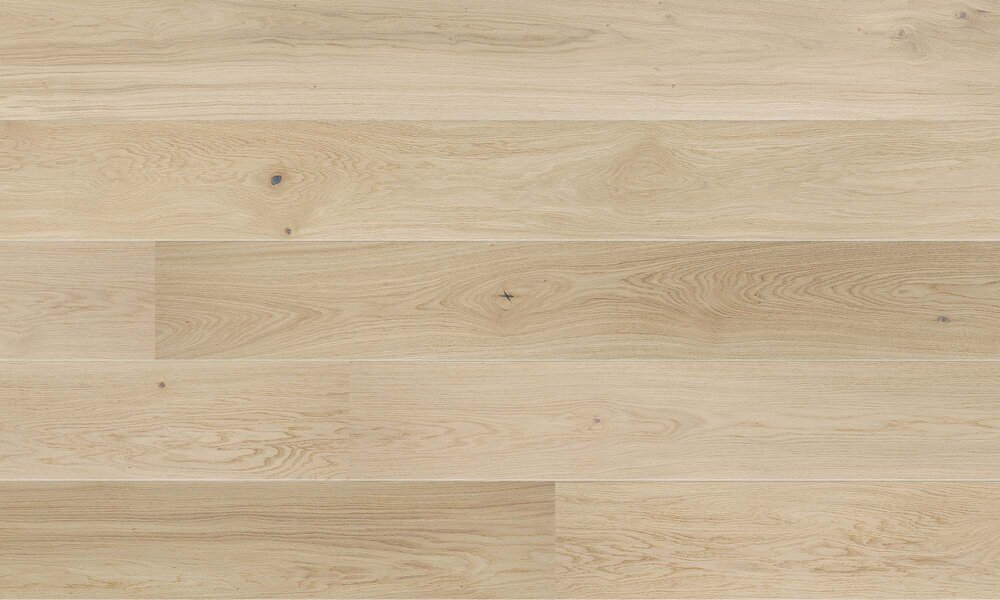 Trägolv - Ek Planka, Natur, borstad vit mattlack