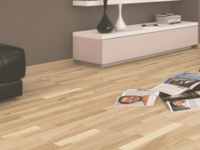 Trägolv - Ask 3-stavs lamellparkett, Standard, Vit mattlack